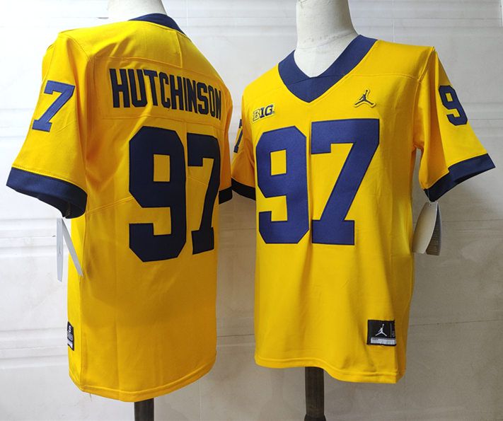Men Michigan Wolverines #97 Hutchinson Yellow 2024 Vapor NCAA Jersey->ncaa teams->NCAA Jersey